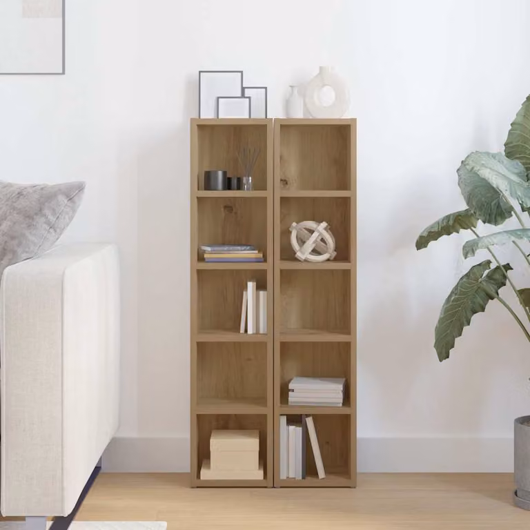 Set di 2 mobili porta CD vidaXL in stile moderno color marrone, con montaggio a parete e pannello posteriore, L/P/H: 53,3 x 40,6 x 237,5 cm