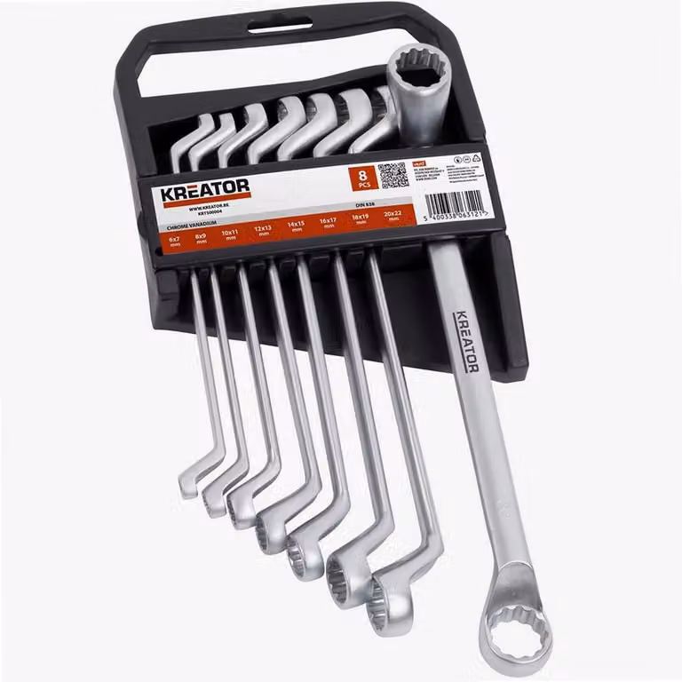 KREATOR KRT500004 - Set di chiavi ad occhio bilaterali 6-22 mm - 8 pezzi