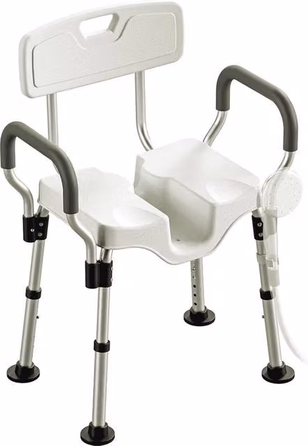 Douchestoile adattabile con bracciali e schienale - Panchina antisudamento per anziani e disabili