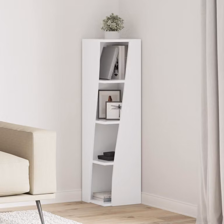 Mobile angolare vidaXL in legno MDF bianco per soggiorno L: 27,5 cm, P: 27 cm, H: 102 cm
