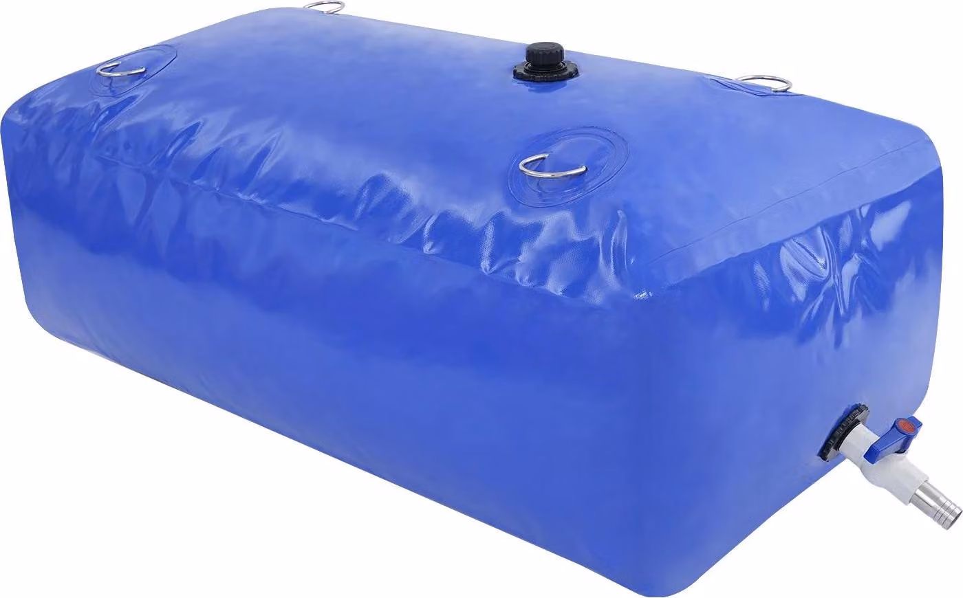 Serbatoio portatile per acqua - Contenitore per acqua piovana da 240 litri - In PVC - Da posizionare a terra - Dotato di valvola di scarico e attacco per tubo - Adatto per acqua piovana e acqua di uso domestico - Colore blu