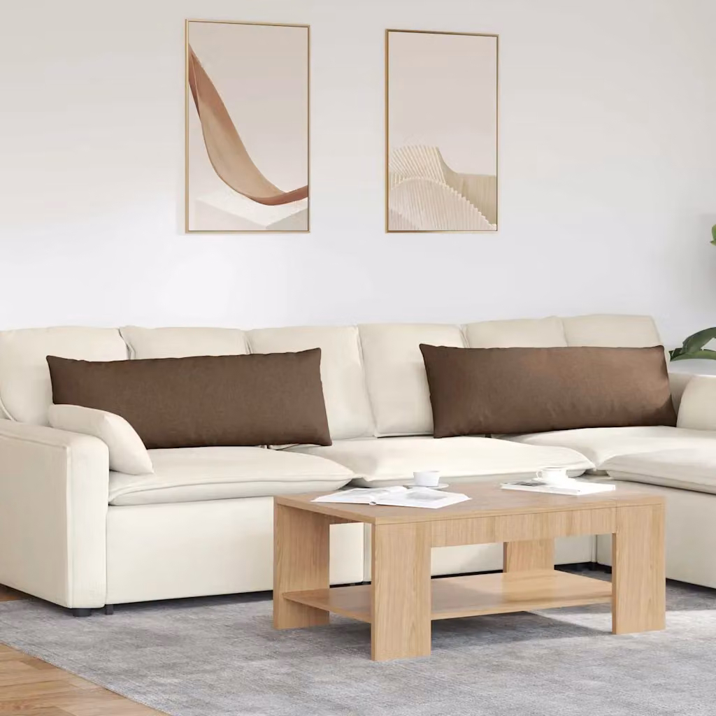 Set di 2 cuscini da divano vidaXL in tessuto marrone, L 120 cm x P 40 cm