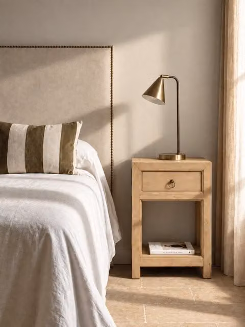 Rustic Comodino in legno naturale 1 cassetto 40 - Kenay Home
