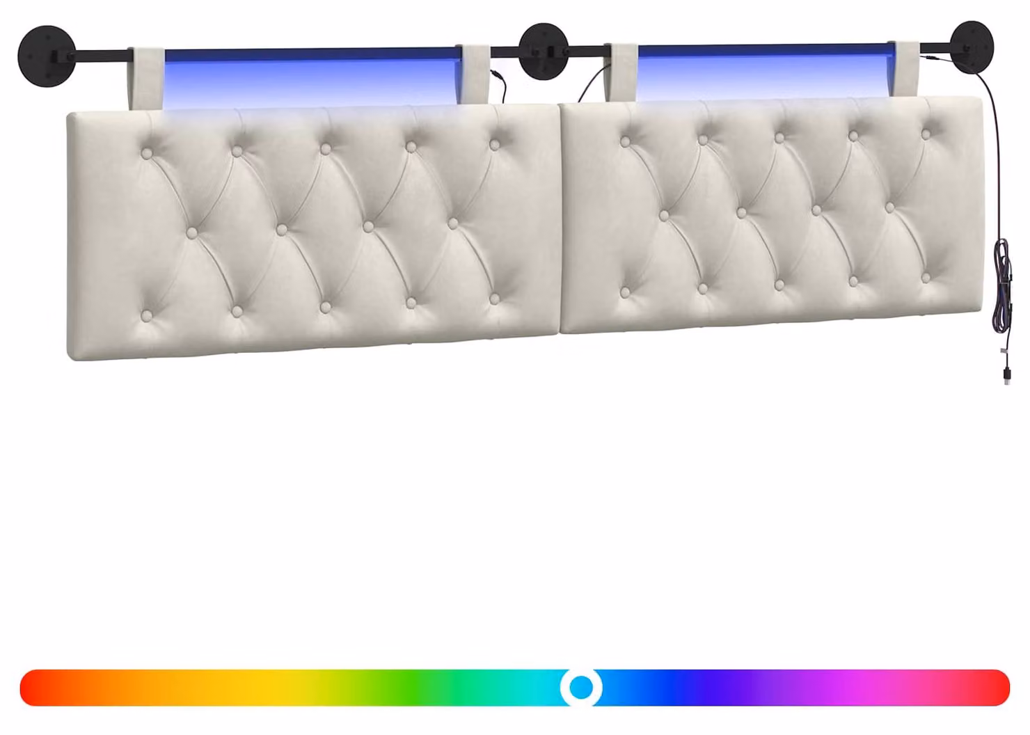 Testiera sospesa Con luce LED Crema Velluto