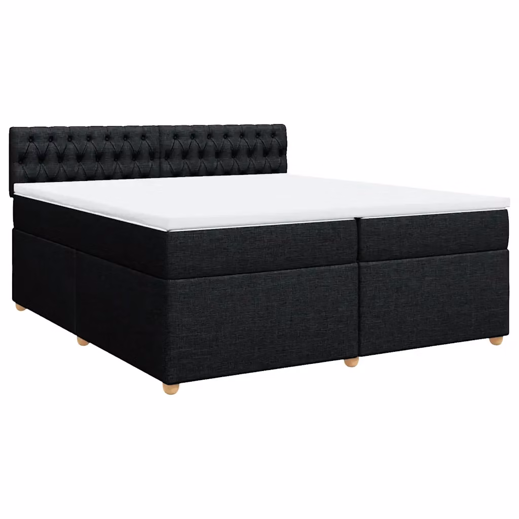 Letto Ibrido vidaXL con Giroletto a Molle e Materasso in Tessuto Nero e Bianco L/P: 200 x 200 cm – 2