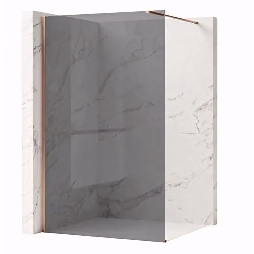 Rea - Parete Doccia Flexi, Rame Spazzolato 80, Walk-In Senza Piatto Doccia, Vetro Di Sicurezza Temperato Grigio 8mm, 120 X 80 X 195 cm
