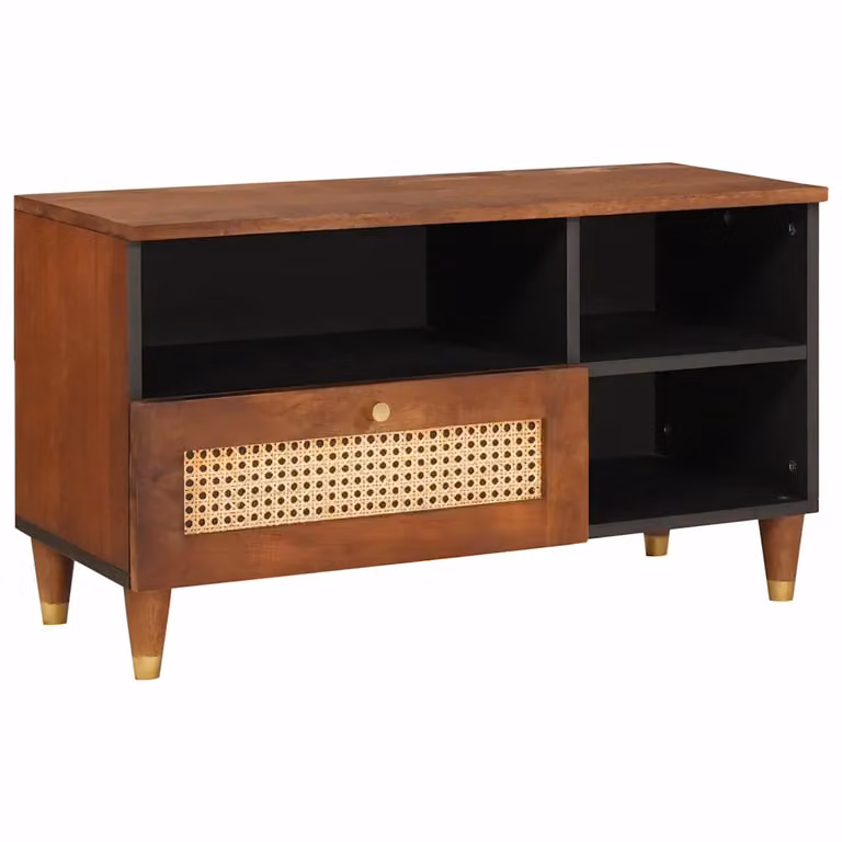 Mobile TV vidaXL in legno di mango massello marrone L: 80 cm, P: 33,5 cm, H: 46 cm