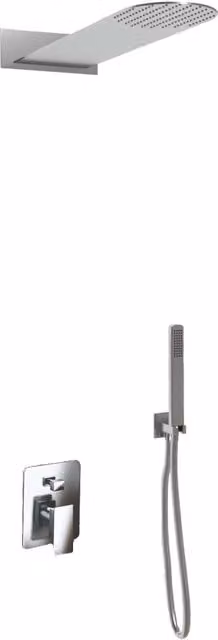 Kit Doccia 2 Vie GIORGY in Acciaio Inox Cromato con Soffione Rain Slim e Doccino, L: 55 cm, P: 55 cm, H: 6 cm