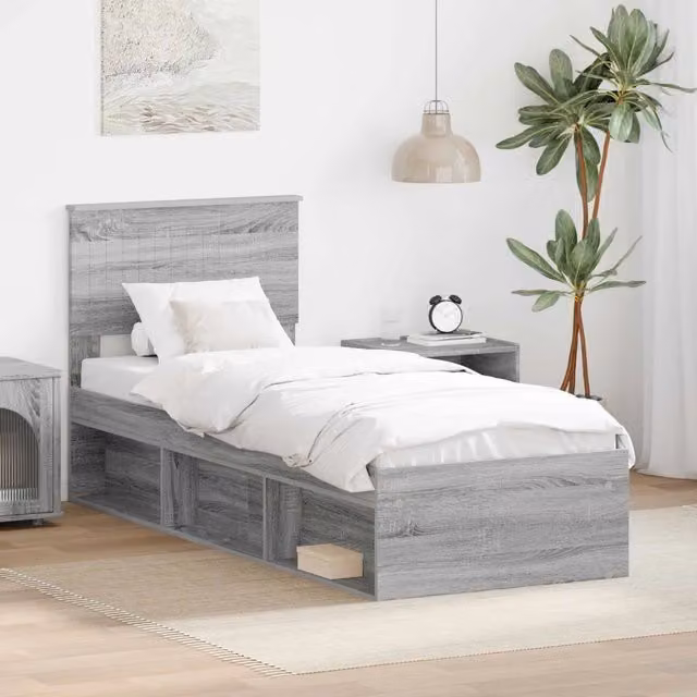 Struttura letto in pino massello vidaXL Grigio 80 x 190 cm