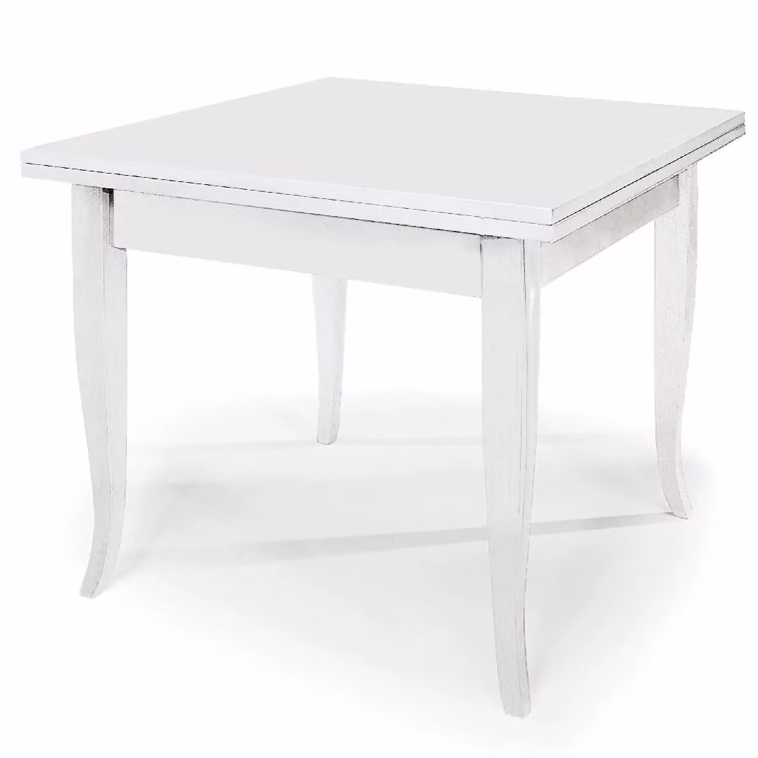 Tavolo SANTA CROCE in legno bianco allungabile a libro 80×80 cm – 160×80 cm