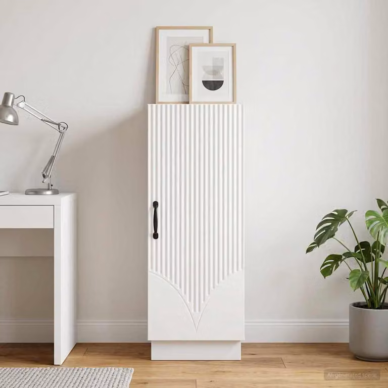 Credenza moderna vidaXL in legno ingegnerizzato bianco L: 33 cm, P: 34,5 cm, H: 87 cm