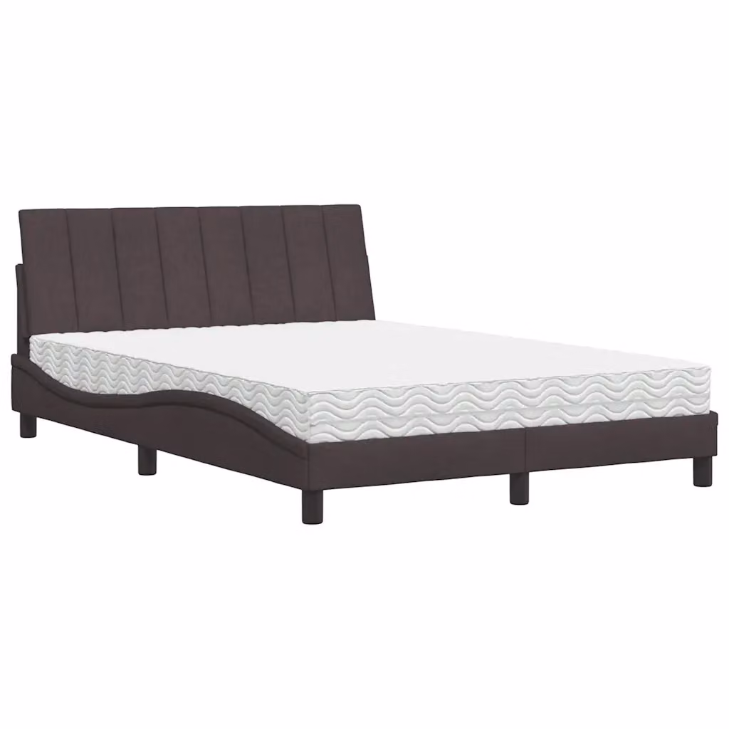 Letto con Materasso Hanko vidaXL in Tessuto Marrone e Bianco L/P/H: 120 x 200 x 74,5 cm – 2