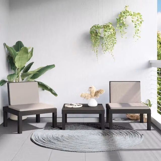 vidaXL Set Salotto da Giardino 3 pz Moderno con Cuscini Antracite e Grigio