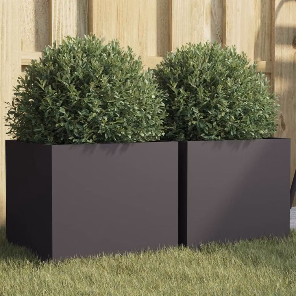 Set di 2 fioriere vidaXL in acciaio nero L 32 cm x P 30 cm x H 29 cm