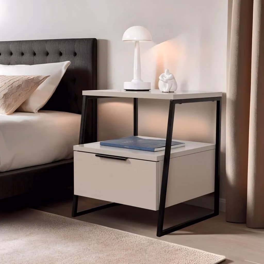 Comodino in legno beige Habitat L 45 cm x P 40 cm x H 40 cm – 2