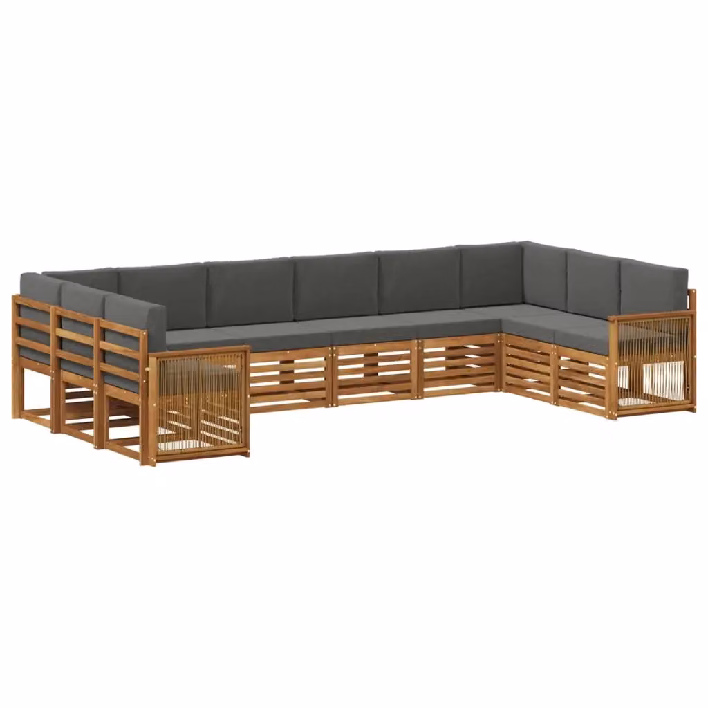 Set di divani da esterno a L vidaXL in legno di acacia con cuscini beige e antracite – 2