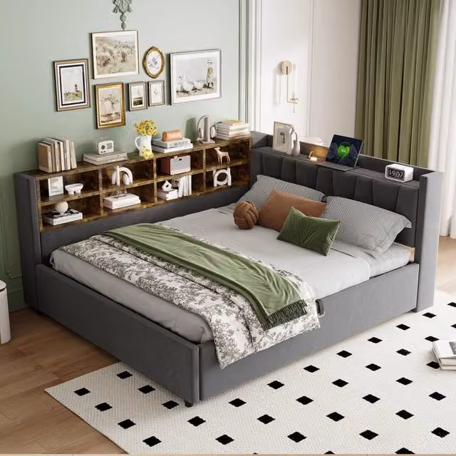 letto imbottito velluto grigio 150.5 x 214.5 cm
