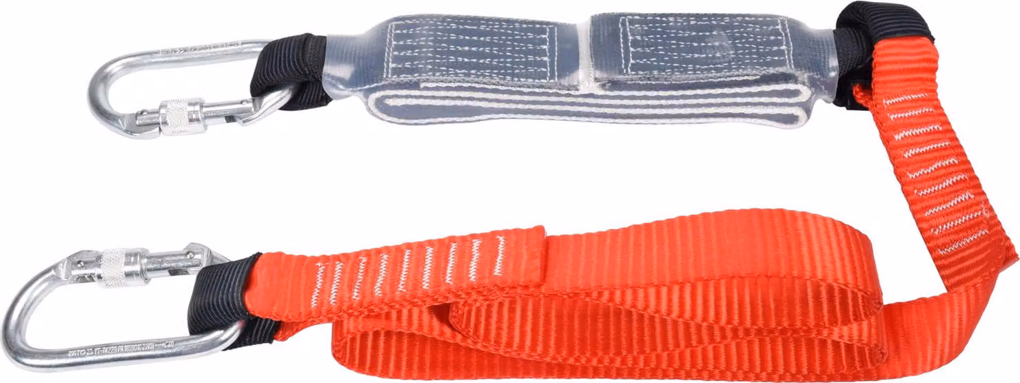 Ammortizzatore di sicurezza con cintura e due moschettoni, lunghezza 1,8 m