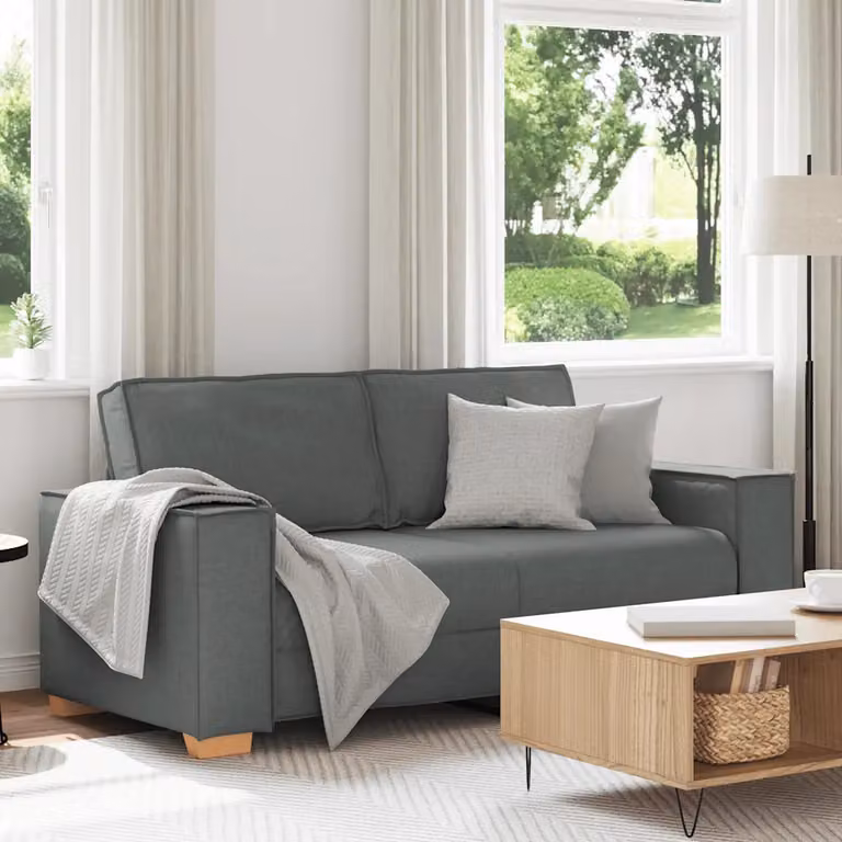 Divano a 2 posti vidaXL in tessuto grigio con cuscini, design moderno per soggiorno o ufficio, L: 180 cm, P: 78 cm, H: 84 cm