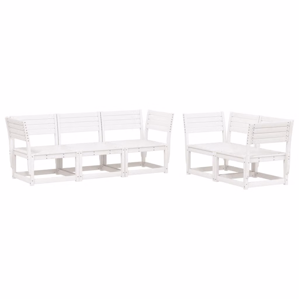 Set Salotto da Giardino 5 pz Bianco in Legno Massello di Pino