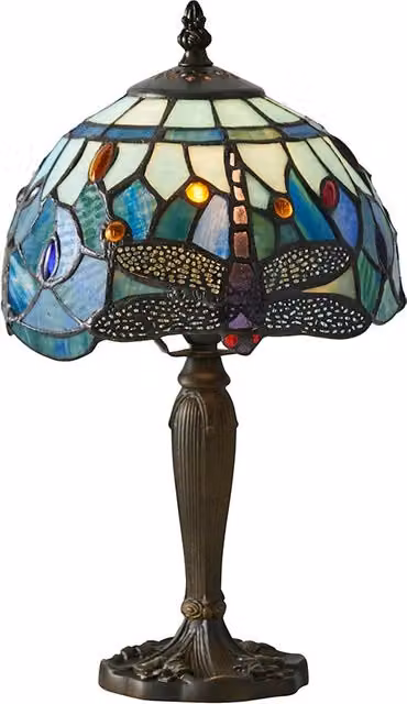 Lampada da tavolo Tiffany Dragonfly blu-verde E14 40W