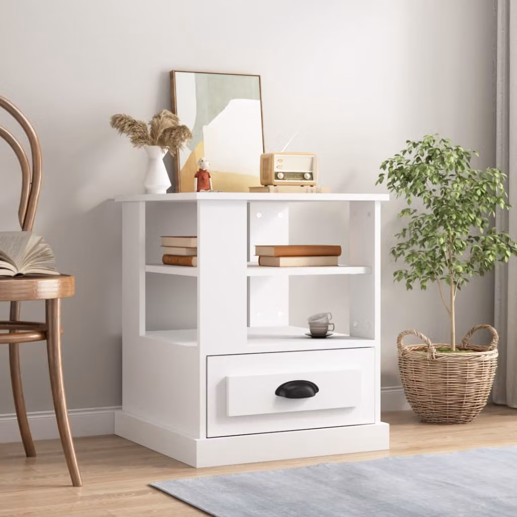 vidaXL Tavolino Quadrato Bianco in Legno Multistrato e MDF L/P/H: 50 x 50 x 60 cm