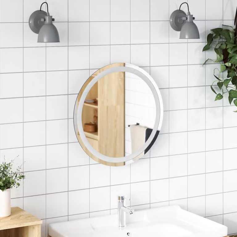 Specchio da bagno tondo con LED vidaXL in vetro temperato trasparente Ø 50 cm