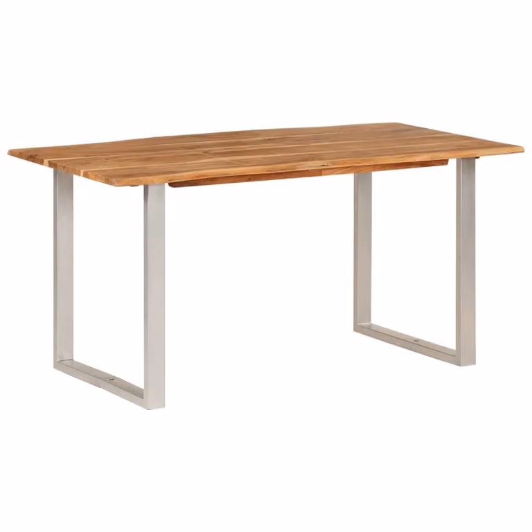 The Living Store Tavolo da pranzo 154x80x76 cm in legno massiccio di acacia