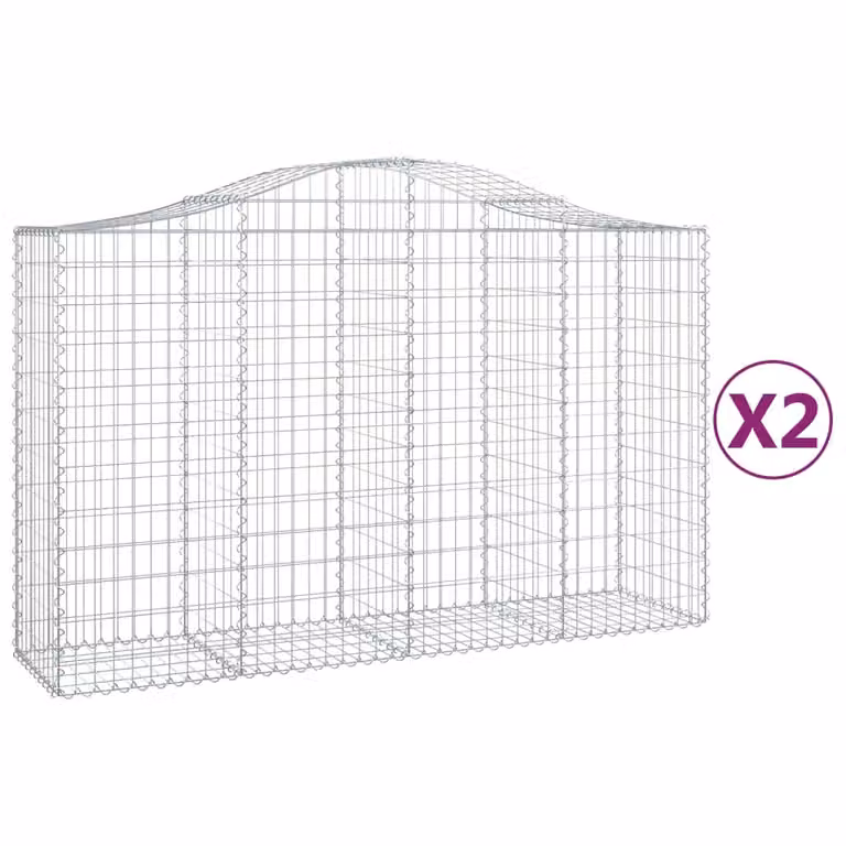 Cesti Gabbioni ad Arco 2 pz 200x50x120/140 cm Ferro Zincato