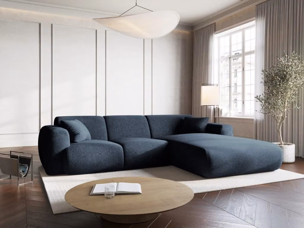 Divano angolare destro Nolio Cosmopolitan Design a 4 posti in ciniglia blu reale L/P/H: 260 x 130 x 72 cm – 2