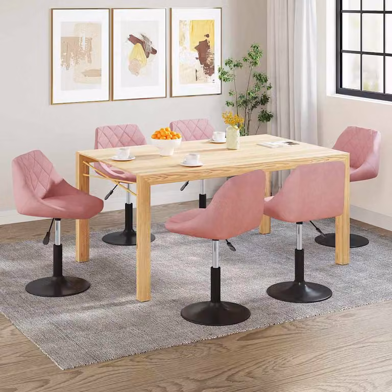 vidaXL Sedie da Pranzo Girevoli 6 pz Rosa in Velluto