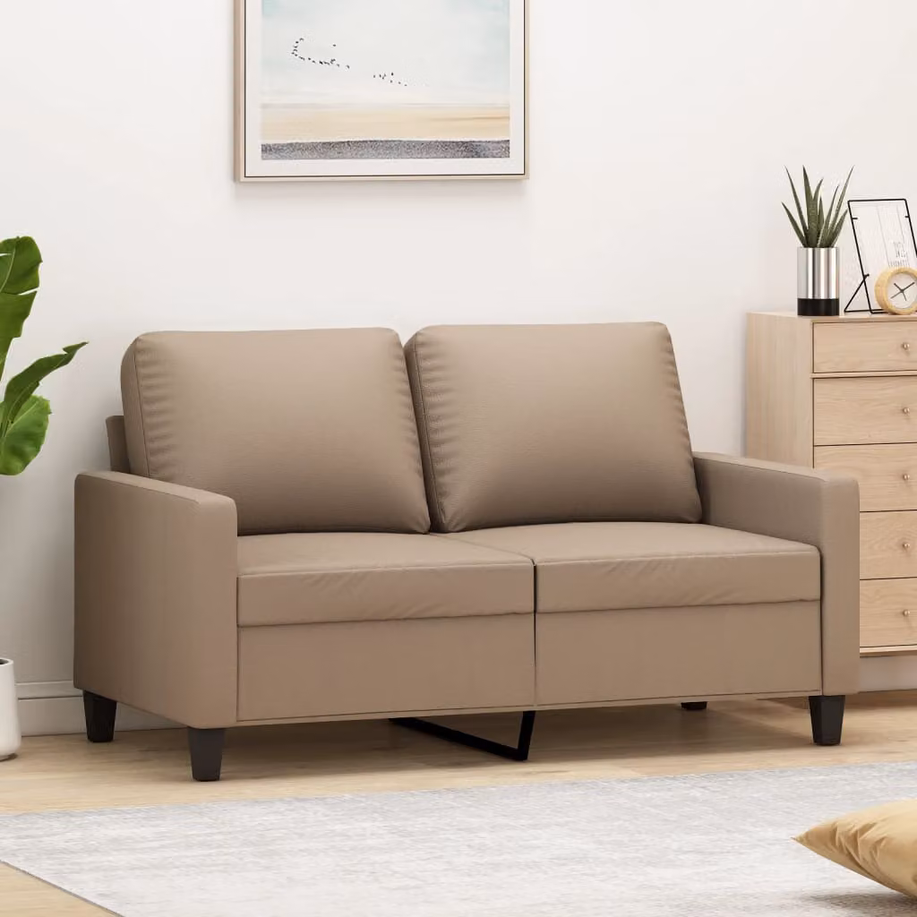 Divano a 2 posti moderno vidaXL in similpelle beige o marrone con struttura in metallo per il tuo soggiorno L: 138 cm, P: 80 cm, H: 77 cm