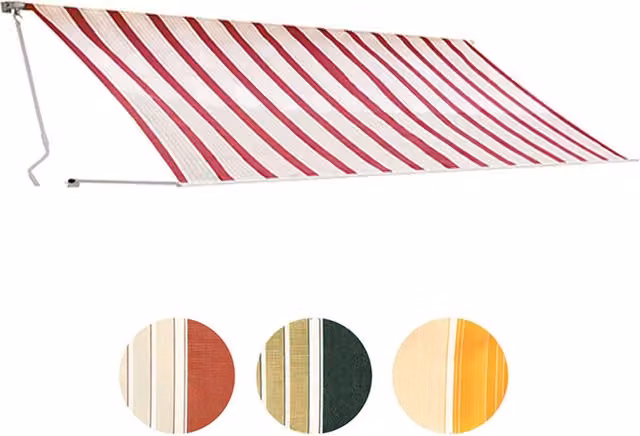 Tenda da Sole con Manovella a Barra Quadra per Balcone Eco Formato: 3 x 2 m, Colore: Rigato Giallo/Bianco