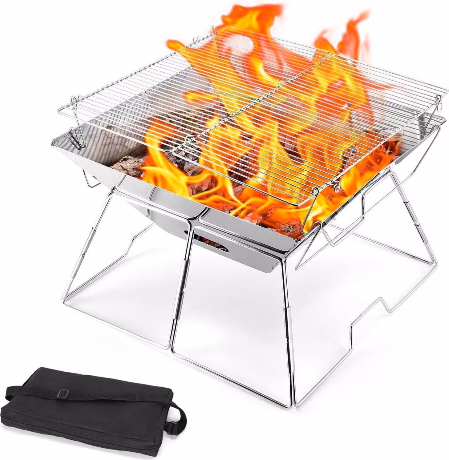 Odoland Grill pieghevole da campo 304 in acciaio inox portatile