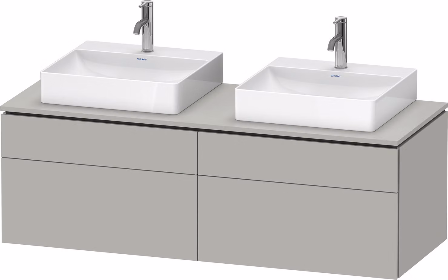 Duravit L-Cube Meuble sous-lavabo en console suspendu, avec plan de toilette en console, 4 tiroirs, pour deux vasques, 1420x482x550mm, LC4872B07070000, LC4872B07070000