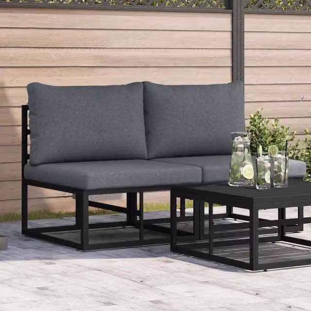 Divano da Giardino-Mobili da Esterno 2 Pezzo Nero e antracite 70 x 71,5 x 71 cm