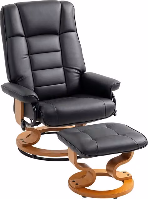 Poltrona relax reclinabile girevole con poggiapiedi ¨C Minimal ¨C nera tessuto sintetico