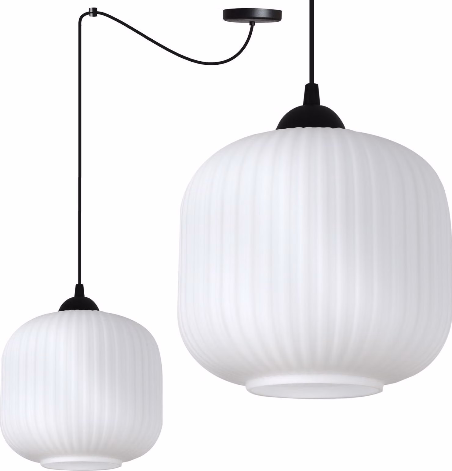 Riffle Lampada a sospensione nera a forma di ragno – Lampada a sospensione a 1 luce con cilindro bianco 20 cm E27