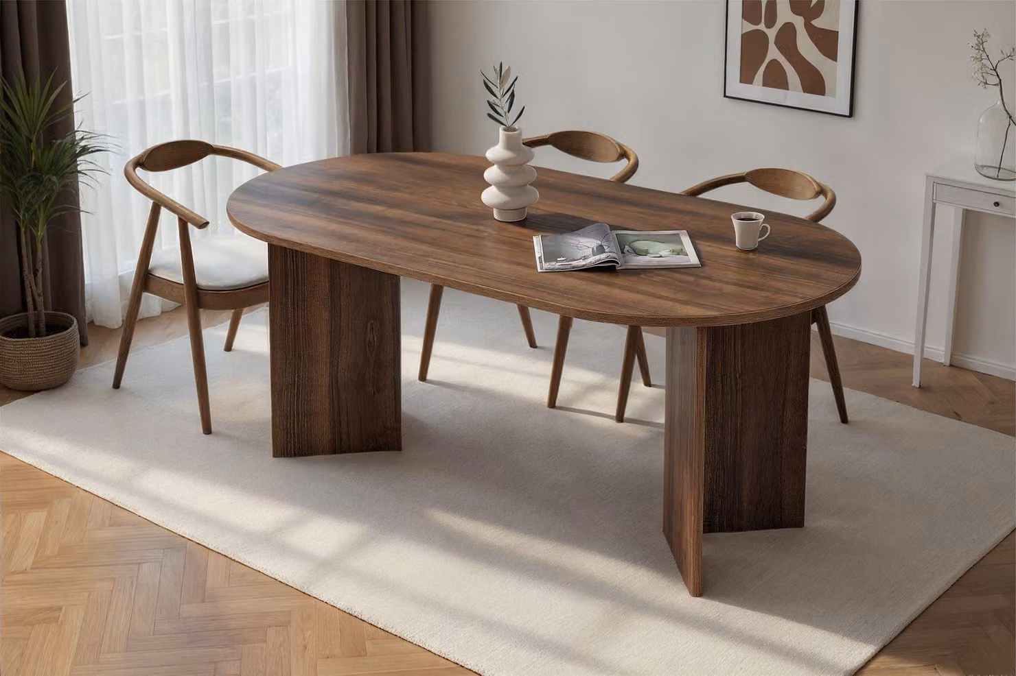 Skye Decor, Sablin - Venezia Walnut, tavolo da pranzo, noce, 100% pannello truciolare rivestito in melamina, 180 x 90 x 75 cm