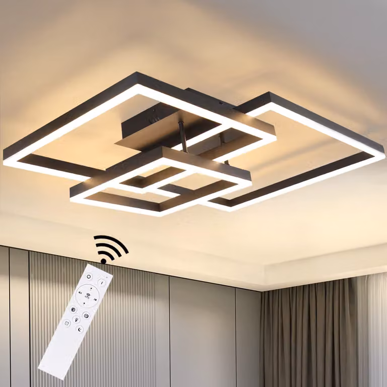 ZMH Lampada da soffitto LED Soggiorno - Dimmerabile Nero 61CM Lampada da soggiorno Design moderno con telecomando Illuminazione da soffitto in metallo