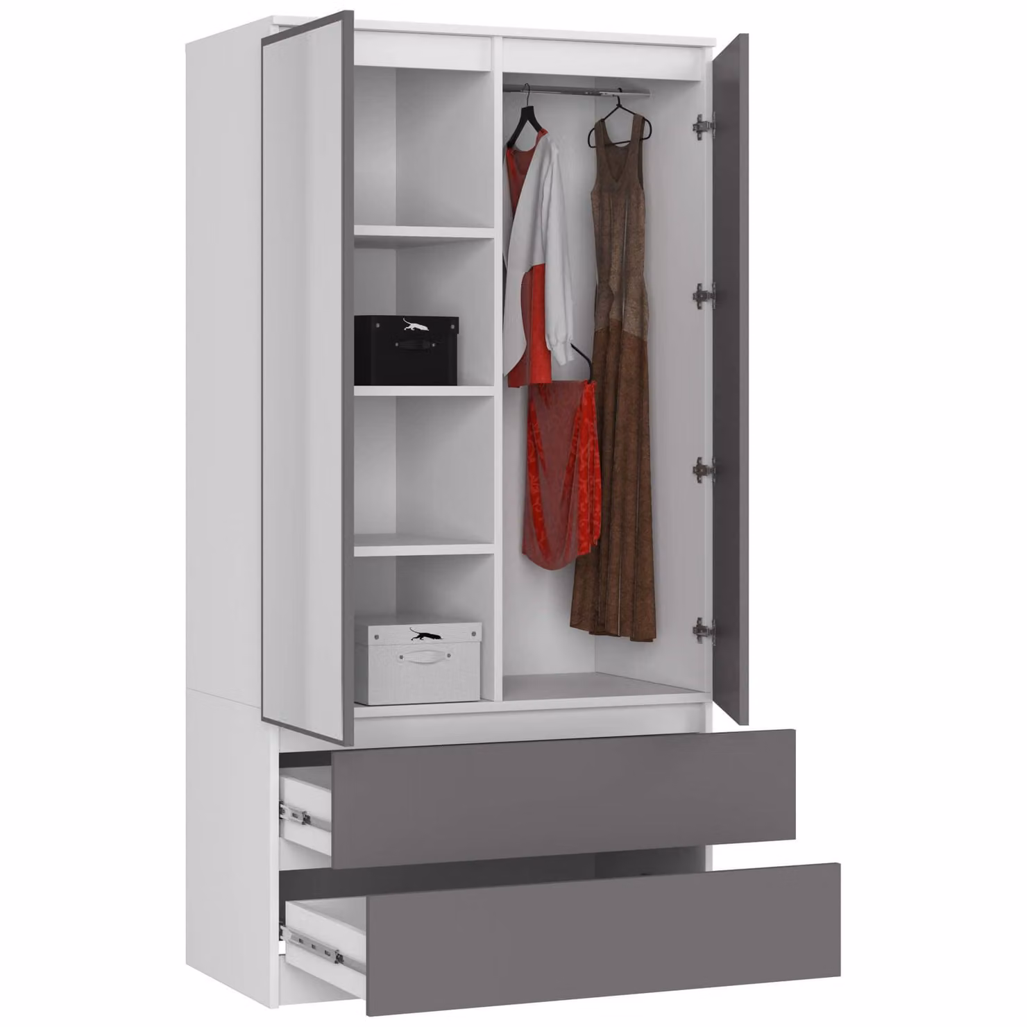 Armadio a 2 ante | Mobiletto | 90 cm con specchio