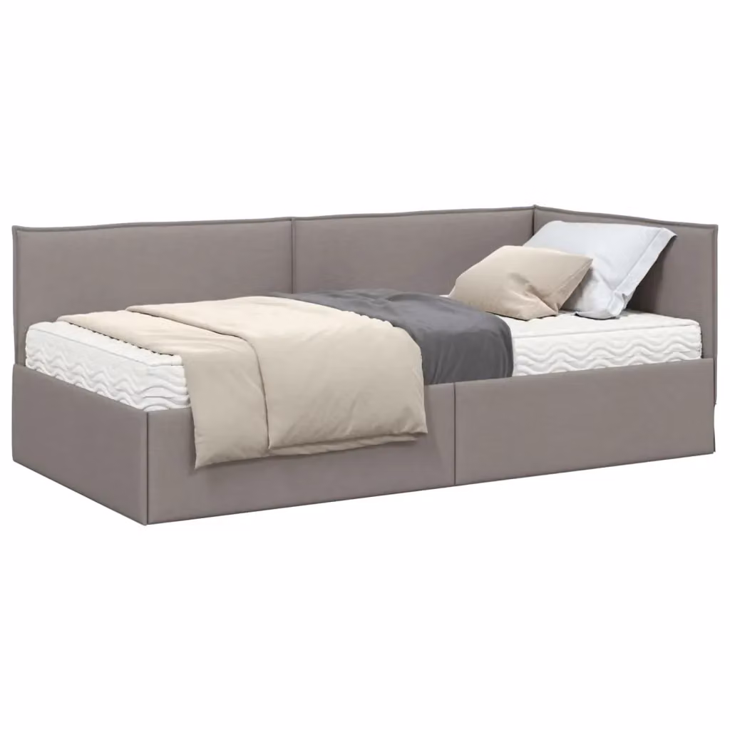 Letto angolare con materasso in 2 pezzi vidaXL in velluto beige, L/P: 100 x 200 cm – 2