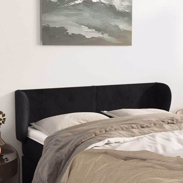 Testiera ad orecchio vidaXL in velluto nero L: 147 cm, P: 23 cm, H: 78-88 cm