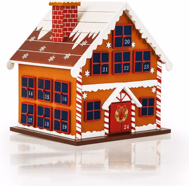 Calendario dell'avvento a forma di casetta invernale in legno multicolore Spielwerk per adulti – 1