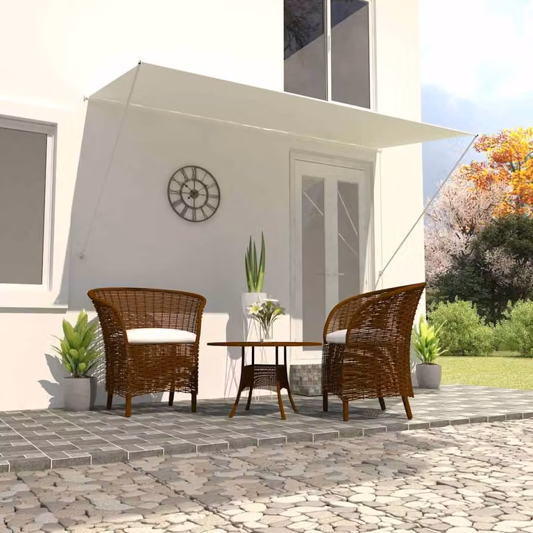 vidaXL Tenda da Sole Retrattile Manuale in Poliestere e Acciaio, Colore Beige, L 300 x P 150 cm