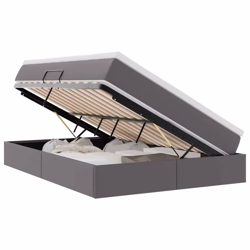 Letto con contenitore e materasso ibrido vidaXL Grigio L 140 cm x P 200 cm – 2