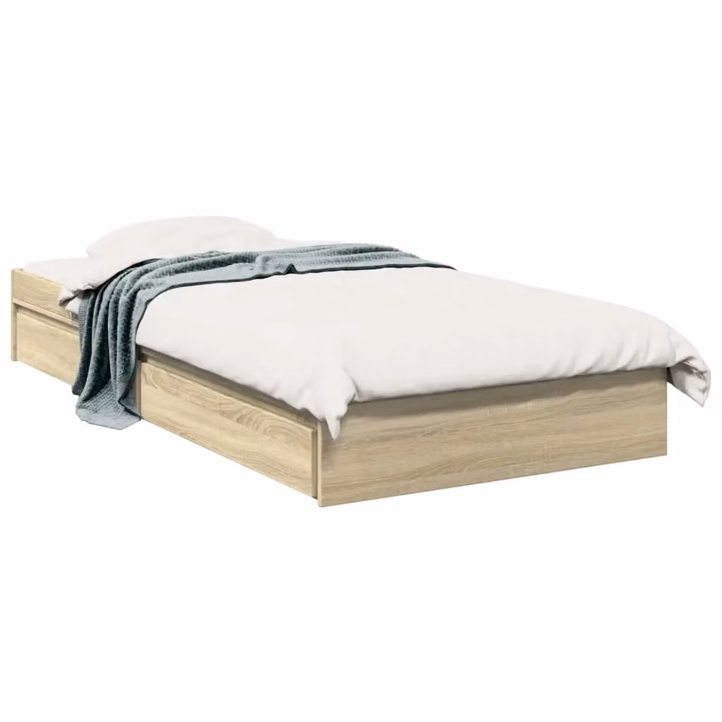 Letto con contenitore moderno vidaXL in legno color rovere con cassetti L: 80 cm, P: 200 cm, H: 203 cm – 2