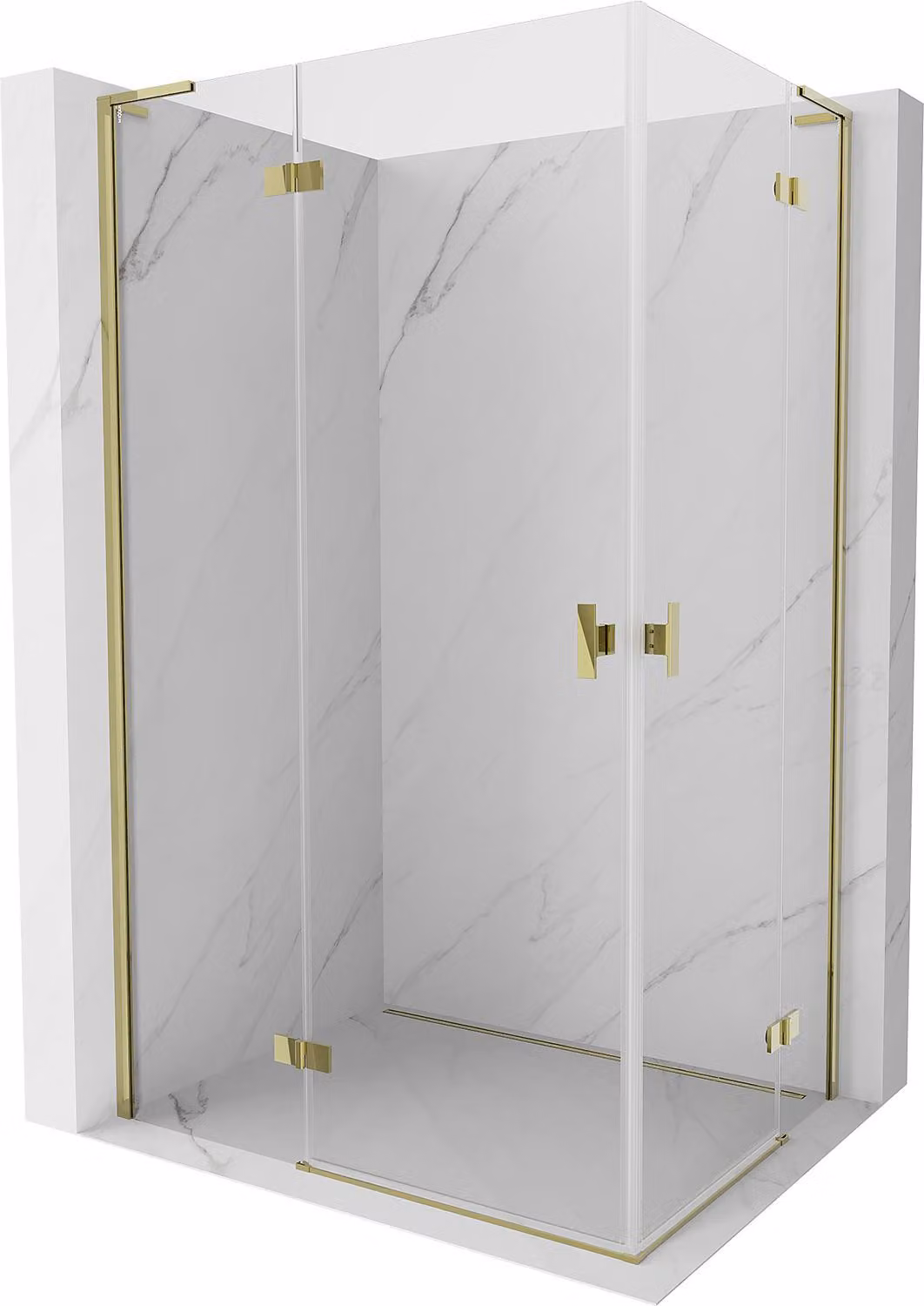 Mexen Mist-H L Duo cabina doccia a battente sinistra 120 x 110 cm, trasparente, oro - 8A5L-120L-110P-50-00