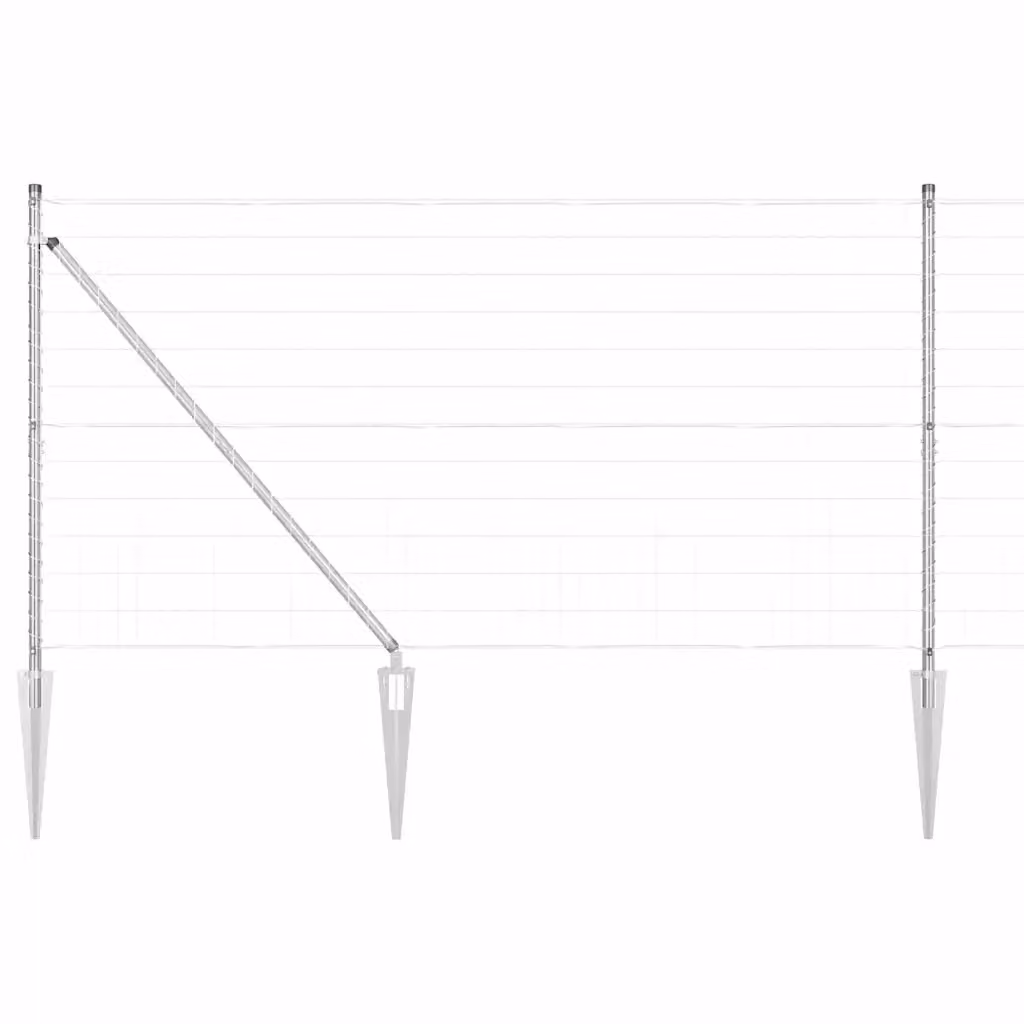 Recinzione da esterno vidaXL in acciaio zincato argento con punte, L: 10 m, H: 1,2 m – 2
