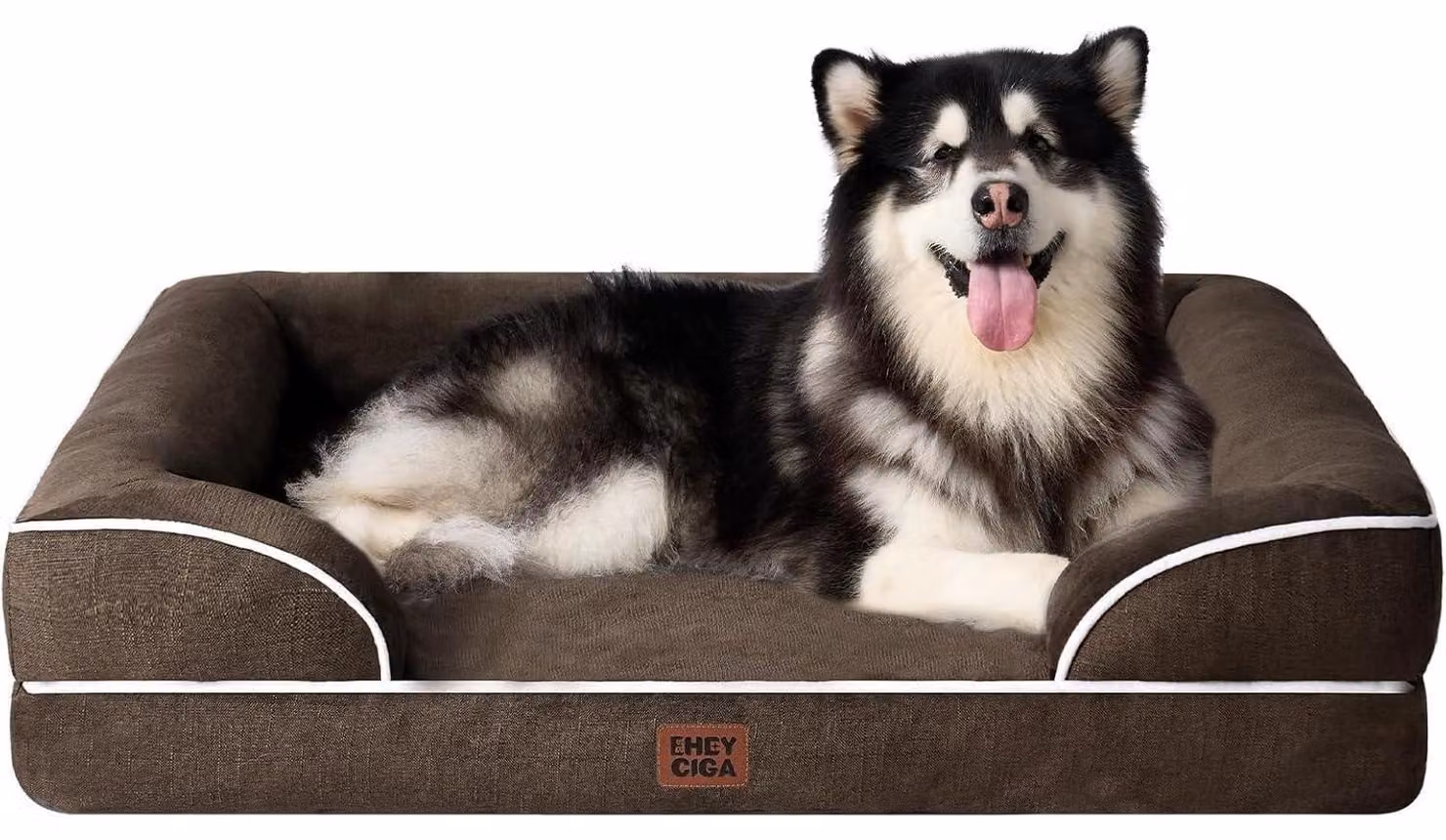 Cuccia ortopedica per cani, taglia XXL, 132x104 cm, realizzata in memory foam, colore marrone, lavabile, impermeabile, antiscivolo, con bordo rialzato